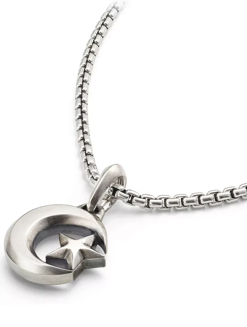 Star And Crescent Amulet In Sterling Silver