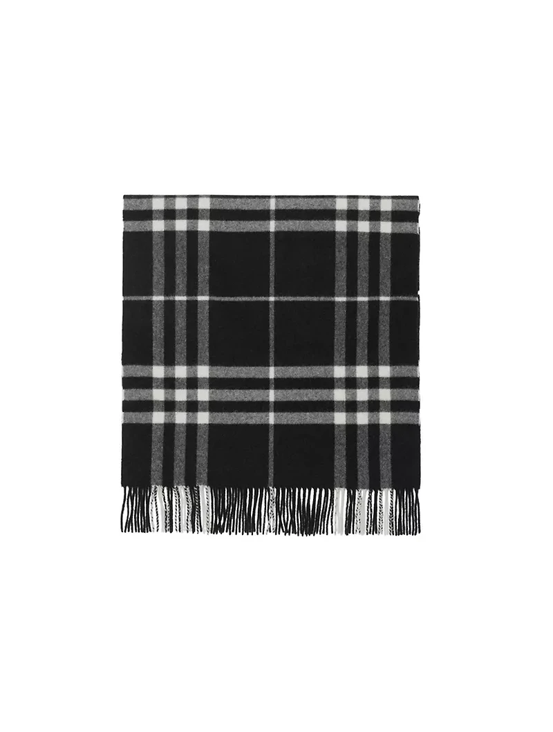 Wide Check Cashmere Scarf