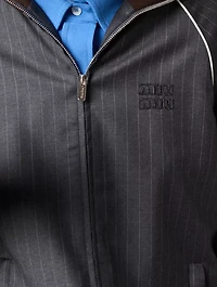Pinstriped Zipper Blouson Jacket