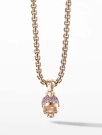 Skull Charm With Full Pavé Pink Sapphires And 18k Rose Gold
