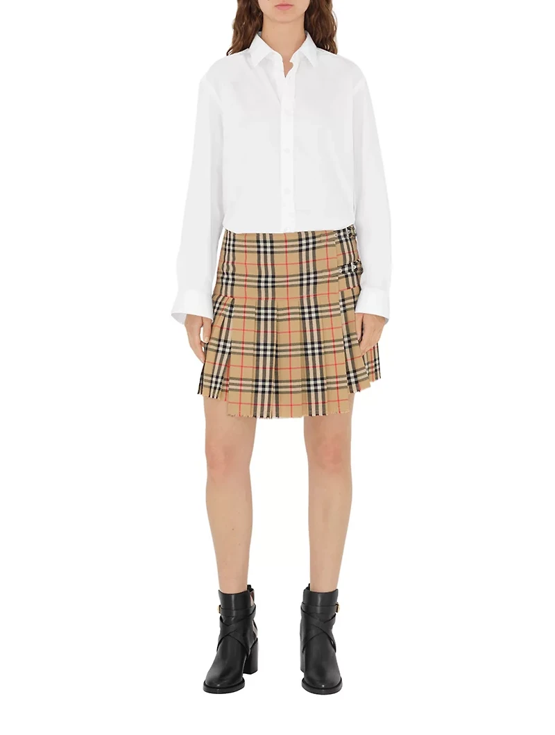 Pleated Check Wool Mini Kilt