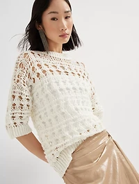 Textured Net Sweater