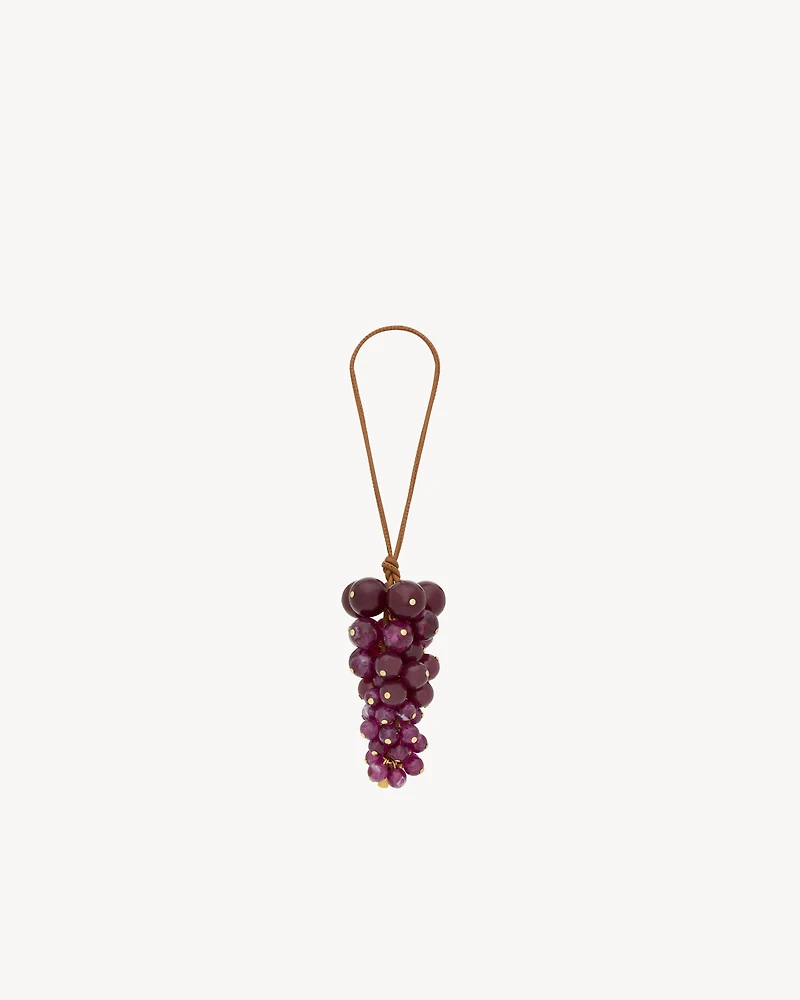 grape bag charm in leather and resin