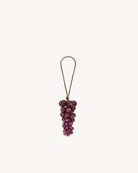 grape bag charm in leather and resin