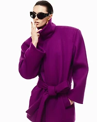 boxy belted coat wool
