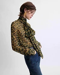 lavallière blouse leopard silk muslin