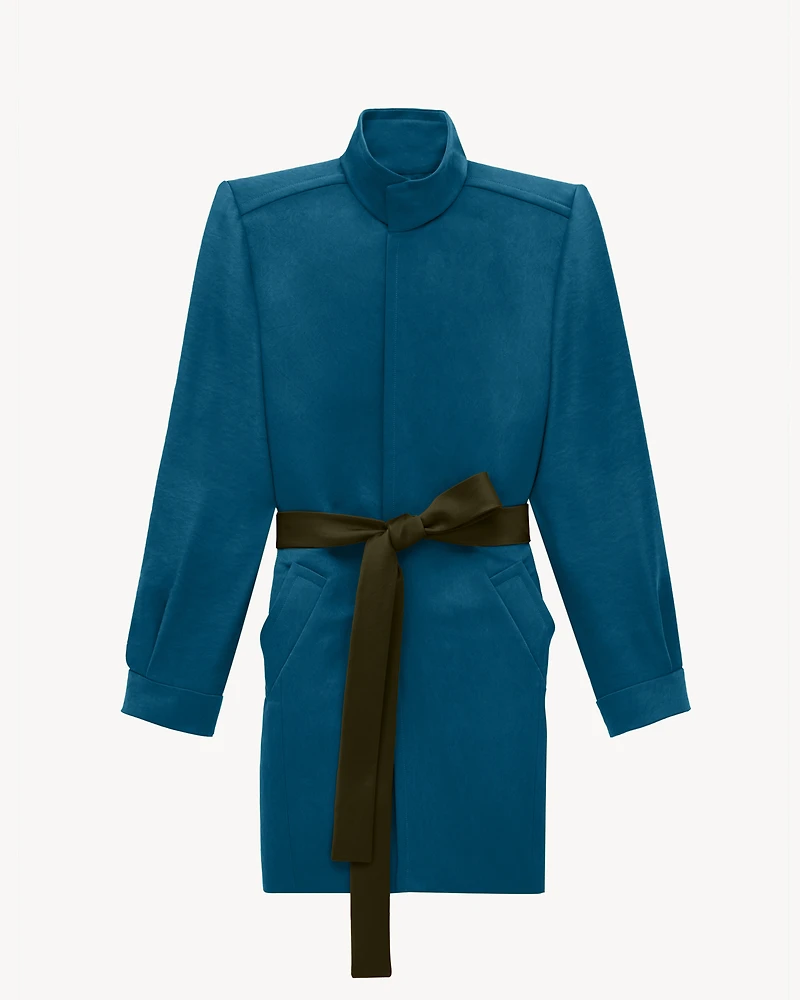 belted coat silk satin