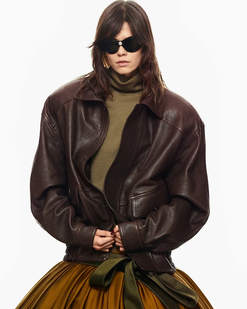 bomber jacket bubbled lambskin