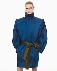 belted coat silk satin