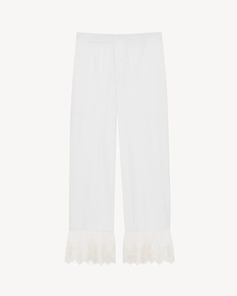 laced pants cotton poplin