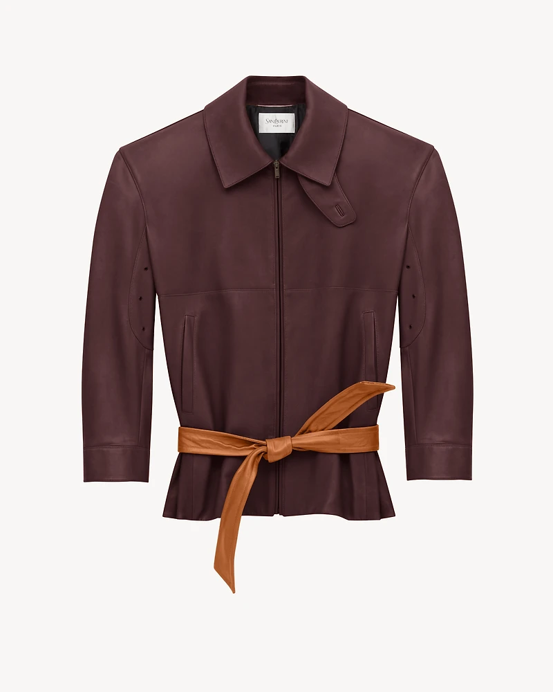 belted jacket in lambskin