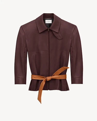 belted jacket in lambskin