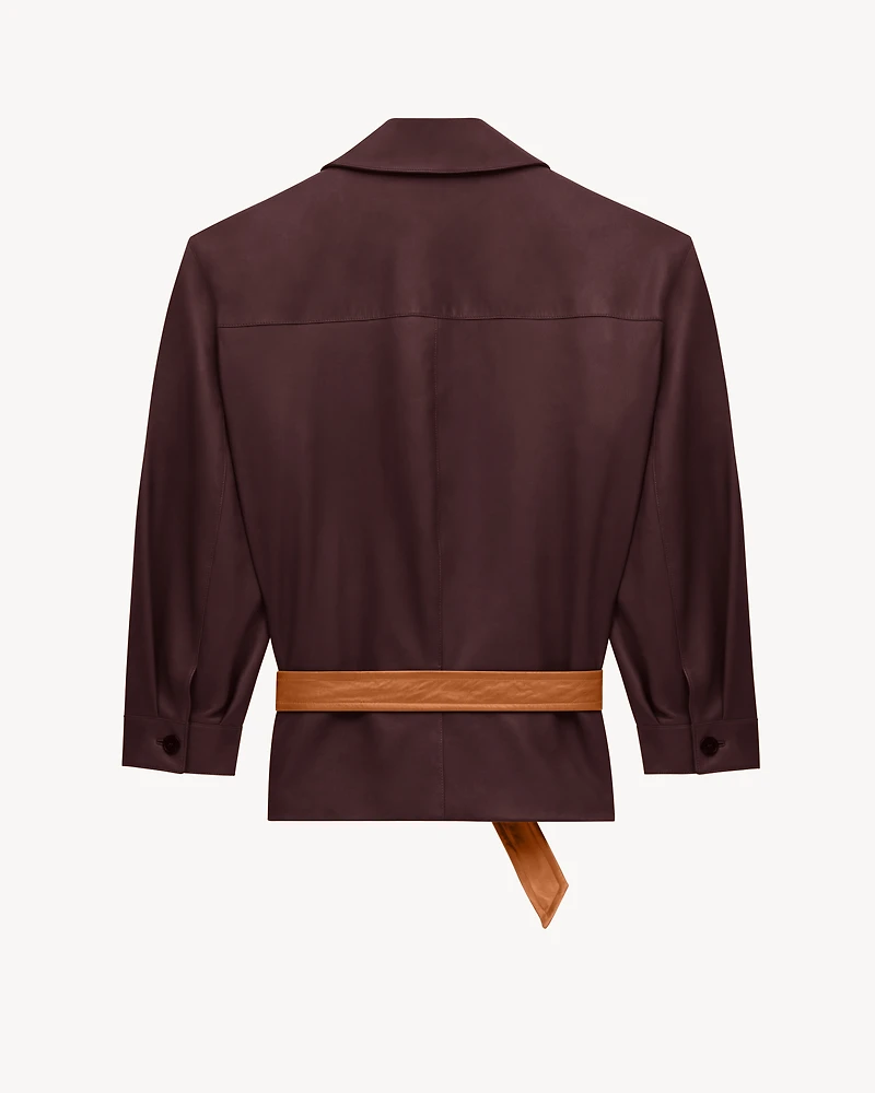 belted jacket in lambskin