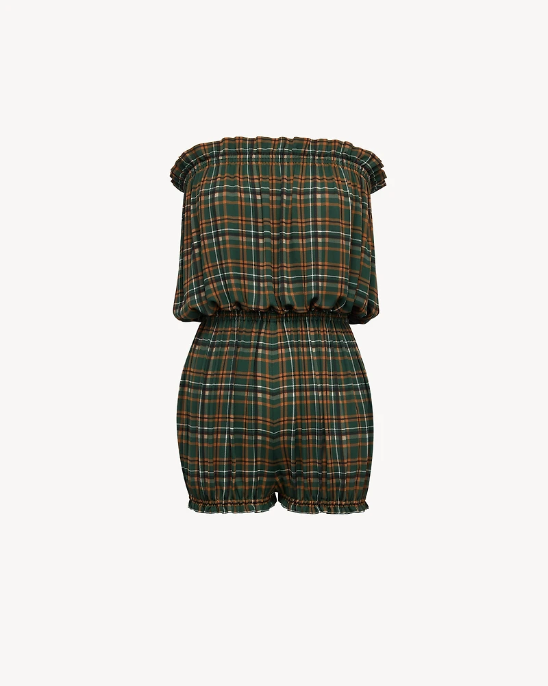 Long-sleeve playsuit satin