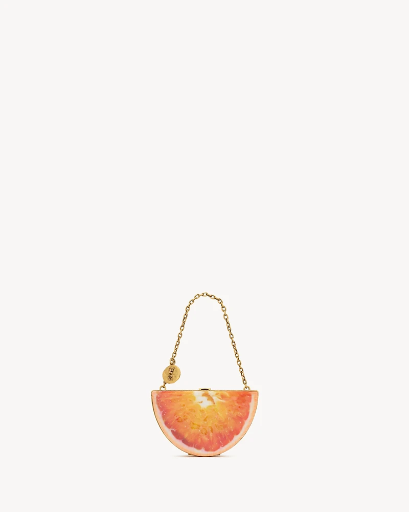 EVENING mini orange clutch in resin