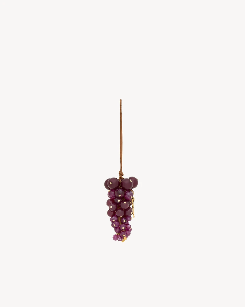 grape bag charm in leather and resin