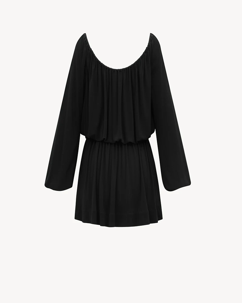 gathered dress satin crepe jersey