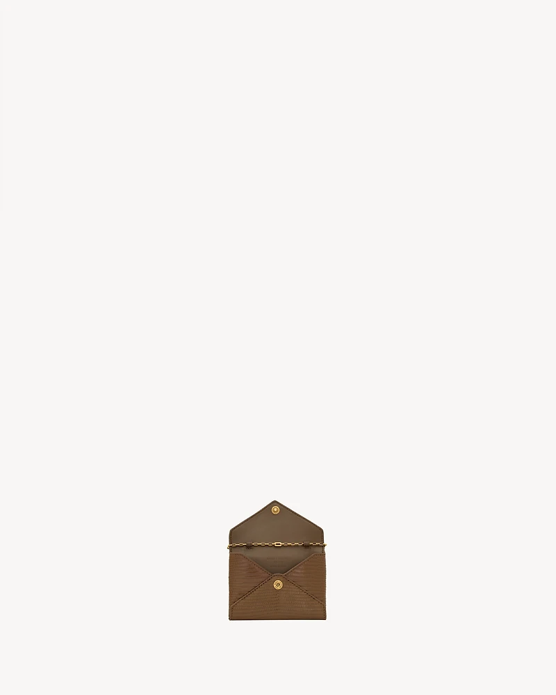 LETTER chain card case in lizard