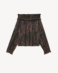 smocked blouse lurex paisley silk