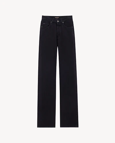 V-WAIST LONG BAGGY JEANS midnight black denim