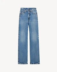 v-waist long baggy jeans 50's blue