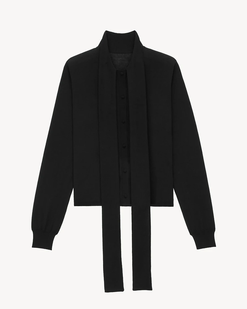 lavallière cardigan cashmere, wool, and silk