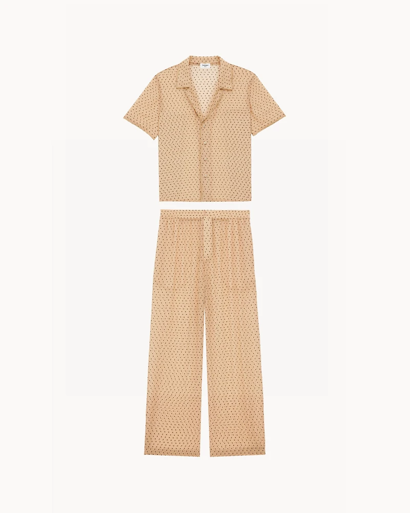 pajama set dotted silk chiffon