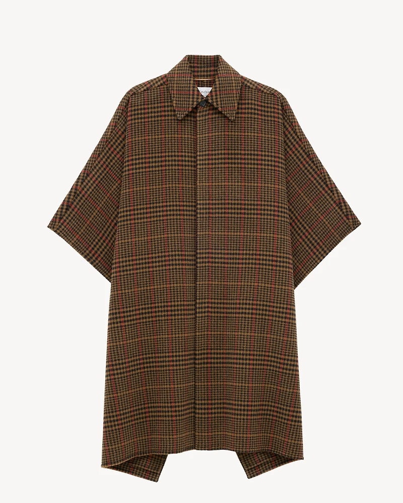 plaid cape brushed wool and llama