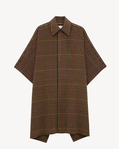 plaid cape brushed wool and llama