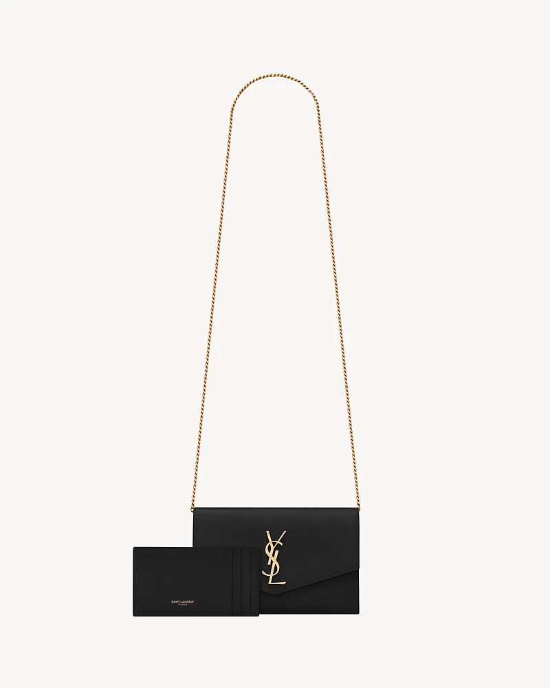 UPTOWN CHAIN WALLET IN GRAIN DE POUDRE EMBOSSED LEATHER