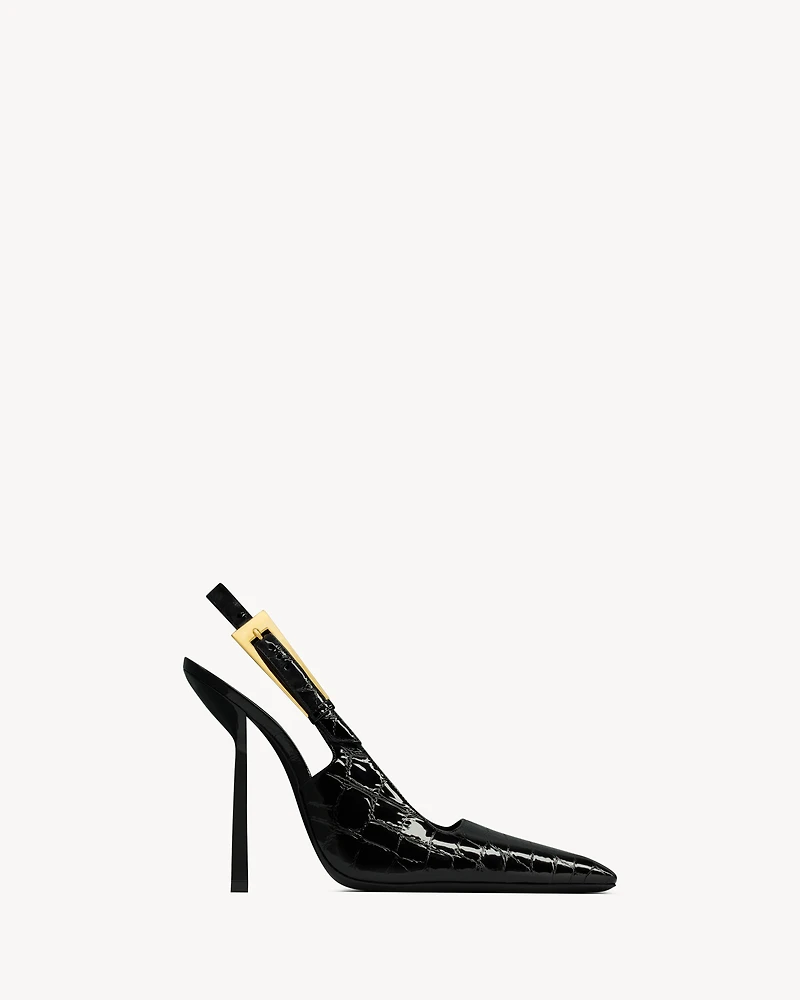 LEE slingback pumps crocodile-embossed leather