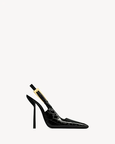 LEE slingback pumps crocodile-embossed leather