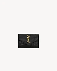 Cassandre small envelope wallet in shiny crocodile-embossed leather