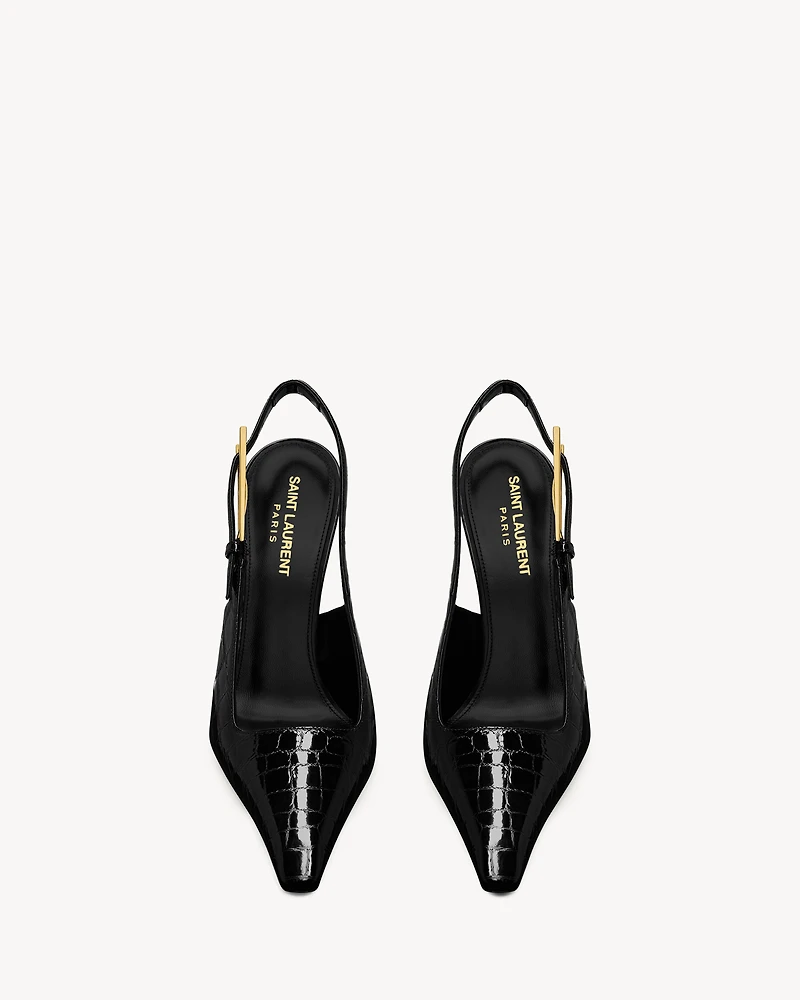 LEE slingback pumps crocodile-embossed leather