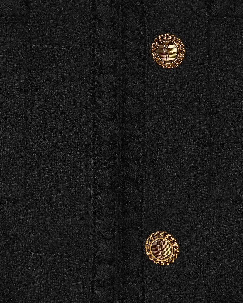 Short jacket diamond-embossed tweed