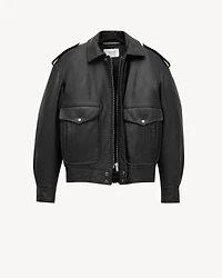oversized jacket grained leather