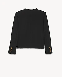 Short jacket diamond-embossed tweed