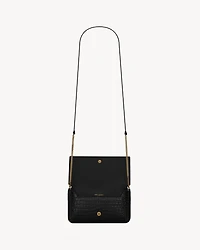 CASSANDRE phone holder in SHINY crocodile-embossed leather