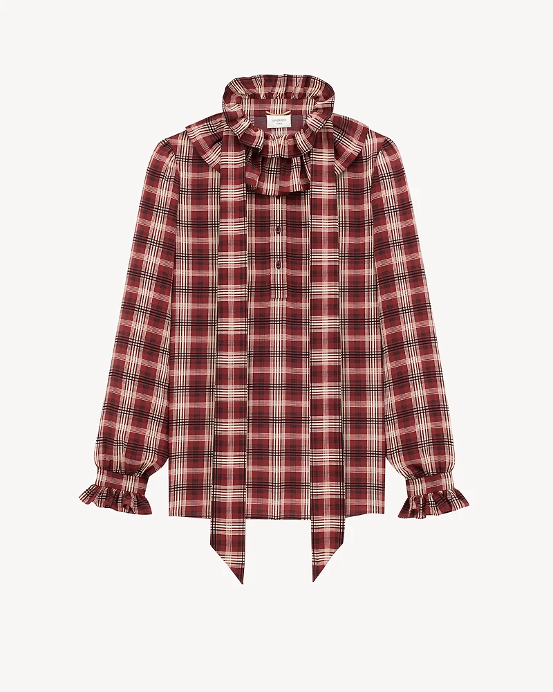 poet blouse plaid silk