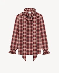 poet blouse plaid silk