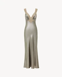 V-neck dress silk charmeuse and lace