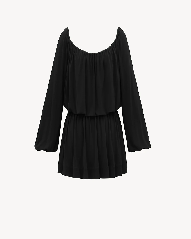 gathered dress satin crepe jersey
