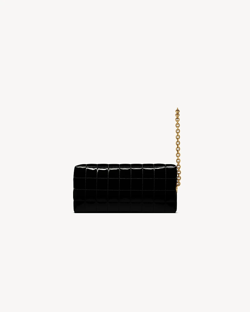 CASSANDRE MATELASSÉ CARRÉ pouch on chain in shiny canvas