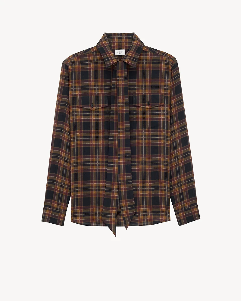 CASSANDRE lavallière shirt wool tartan