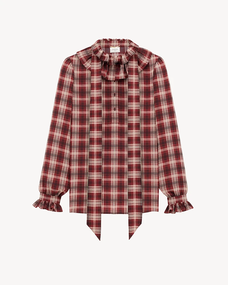 poet blouse plaid silk