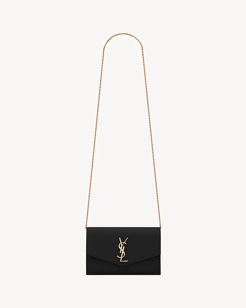 UPTOWN CHAIN WALLET IN GRAIN DE POUDRE EMBOSSED LEATHER