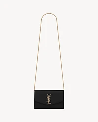 UPTOWN CHAIN WALLET IN GRAIN DE POUDRE EMBOSSED LEATHER