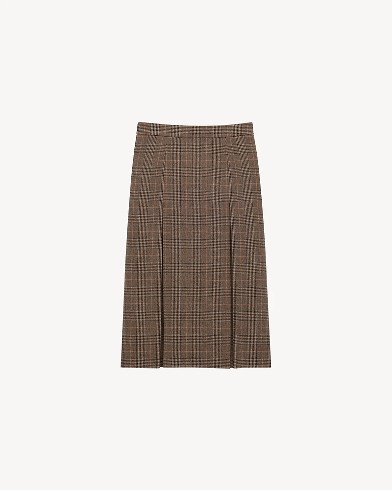 midi skirt prince of wales wool and cashmere