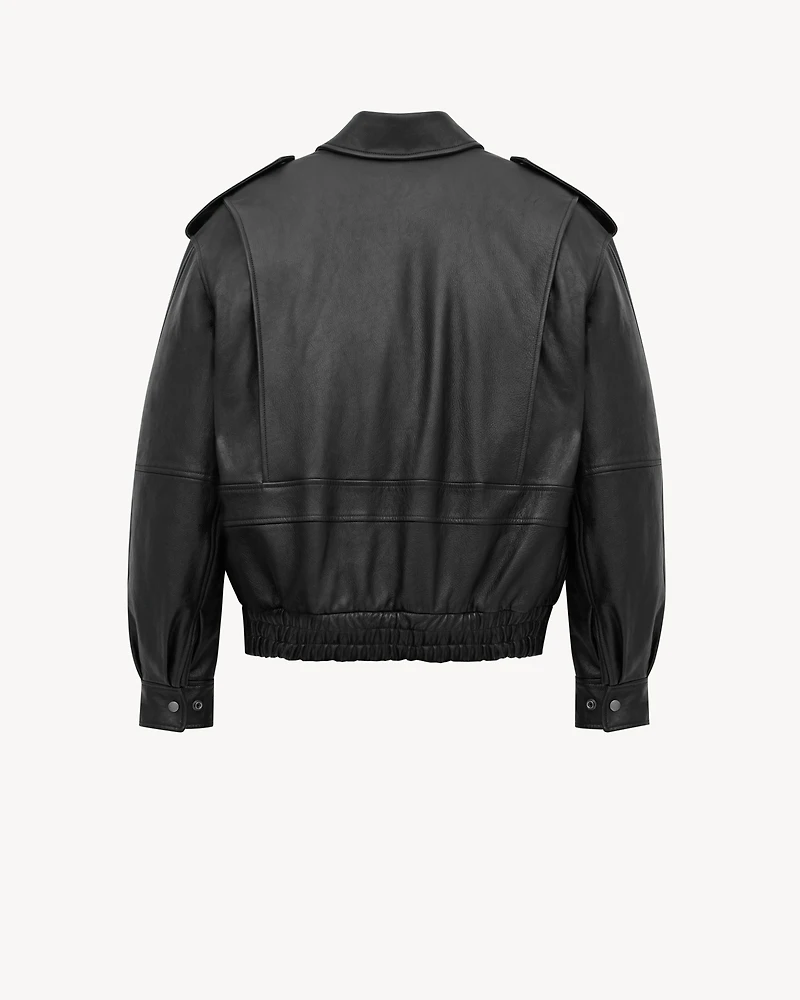 oversized jacket grained leather