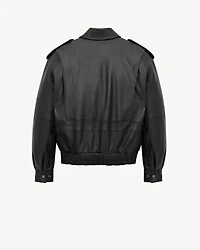 oversized jacket grained leather